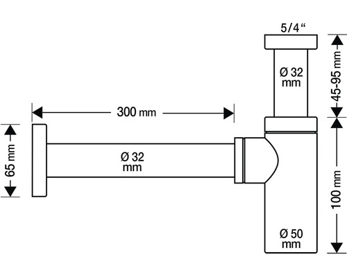 Skizze eines Siphons mit Massangaben