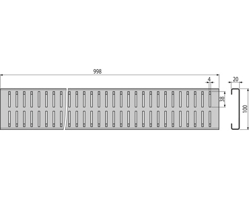 Schéma technique d''un caniveau de drainage avec dimensions.