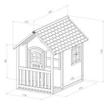 Dessin technique d''une cabane de jeu avec dimensions