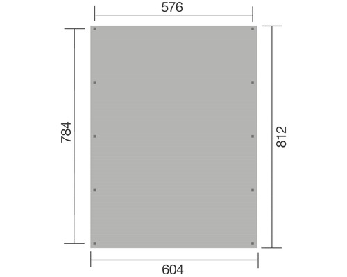 Technische Zeichnung einer rechteckigen Platte mit Maßangaben.