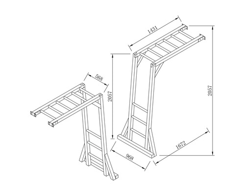 Dessin technique d''une espalier avec dimensions