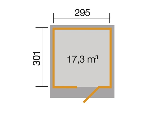 Plan d''un abri de jardin avec dimensions et indication du volume