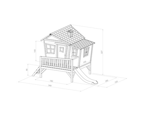 Dimensions d''une cabane de jeu avec toboggan