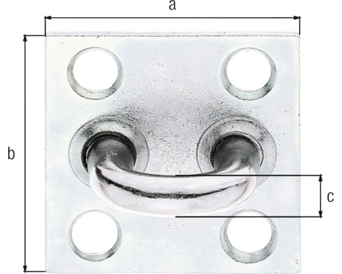 Plaque à œil en métal avec quatre trous et marquages de dimensions
