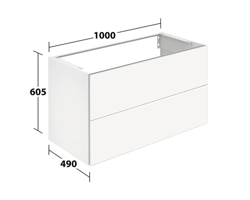 Meuble sous-lavabo avec les dimensions 1000 x 605 x 490 millimètres