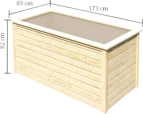 Jardinière en bois mesurant 173 cm sur 89 cm sur 82 cm
