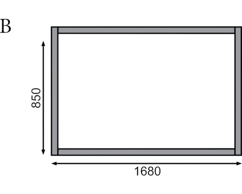 Illustration d''un cadre rectangulaire avec des dimensions de 1680 x 850 millimètres.