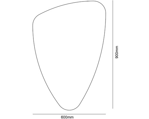 Skizze eines Spiegels mit den Maßen 600 mm Breite und 900 mm Höhe