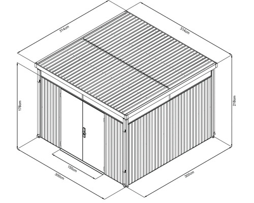 Illustration d''un abri de jardin avec dimensions