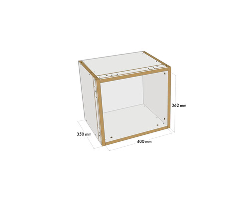 Corps de meuble avec les dimensions 350 mm x 400 mm x 362 mm