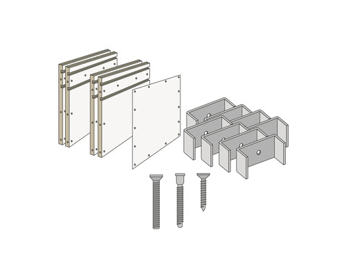 Kit de panneaux muraux avec supports et vis pour montage mural