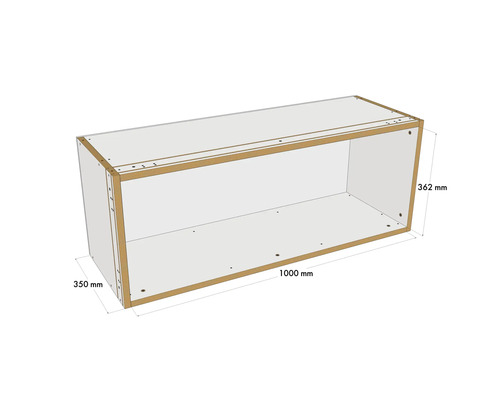 Cadre d''étagère avec des dimensions de 1000 mm de long, 362 mm de haut et 350 mm de profondeur