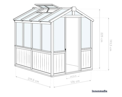 Schéma d''une serre avec indications de dimensions