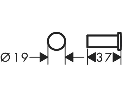 Dessin technique avec cotes : diamètre 19 et longueur 37