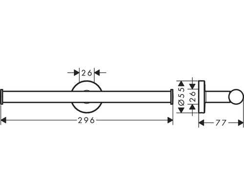 Technische Zeichnung eines Handtuchhalters mit Maßangaben
