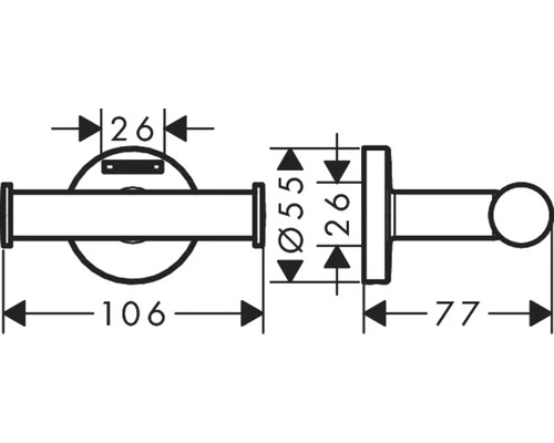 Dessin technique d''un porte-papier toilette avec dimensions