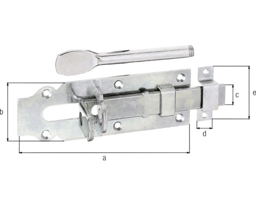 Loquet de porte métallique avec indications de taille