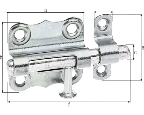 Loquet de porte en métal avec indications de dimension