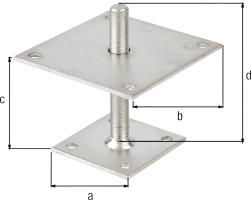 Support de poteau réglable en métal avec dimensions