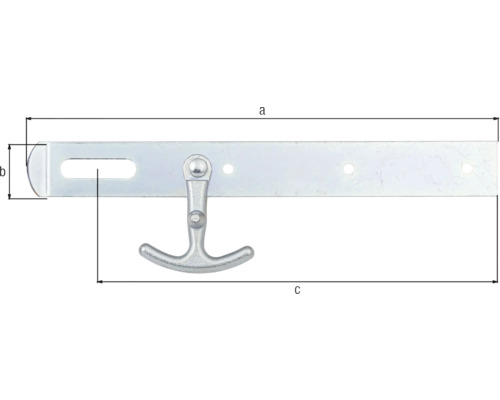 Support métallique pour volet avec les dimensions a, b et c