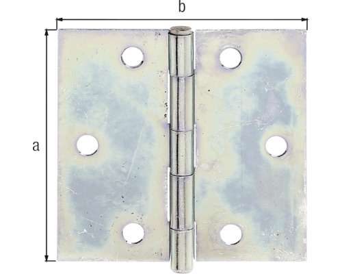 Metallscharnier mit Maßangaben a und b