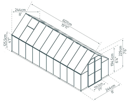 Illustration d''une serre avec des mesures