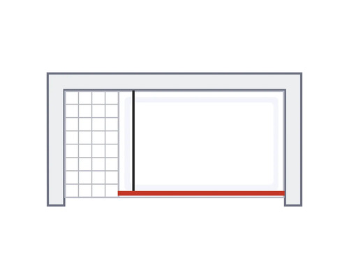 Schéma d''une cabine de douche avec porte coulissante