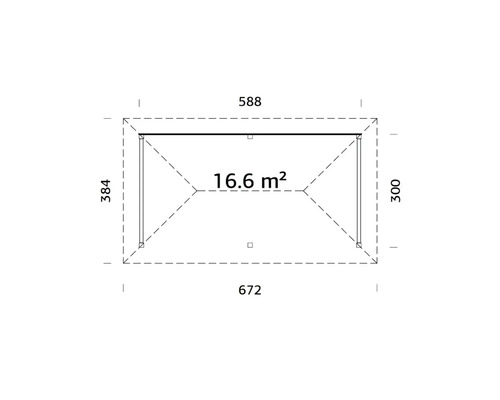 Plan au sol avec dimensions pour une cabane de jardin