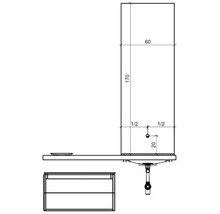 Dessin technique d''un meuble sous-lavabo avec dimensions