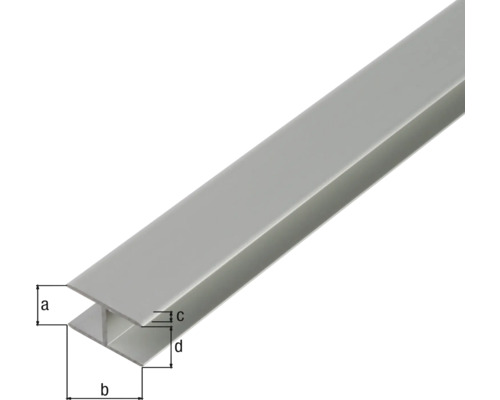 Profilé en H métallique avec indications de dimensions