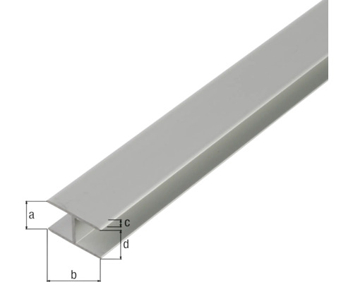 Profilé en H en aluminium avec indications de dimensions