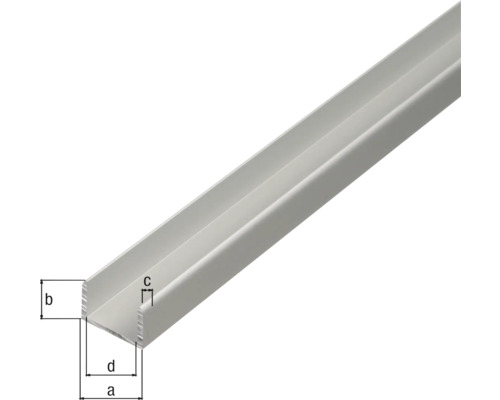 Aluminium U-Profil mit Maßangaben