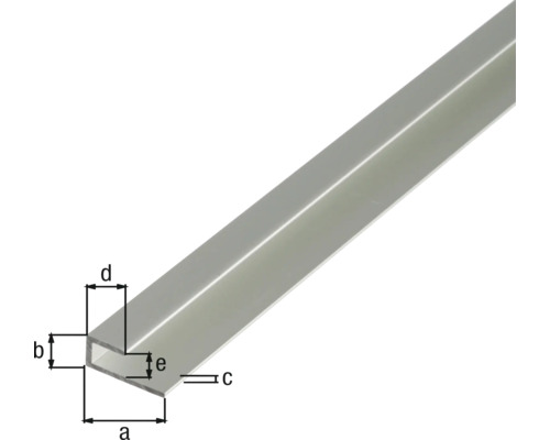 Aluminium U-Profil mit Massangaben