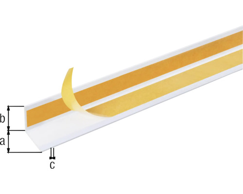 Profilé d''angle en plastique avec bande adhésive