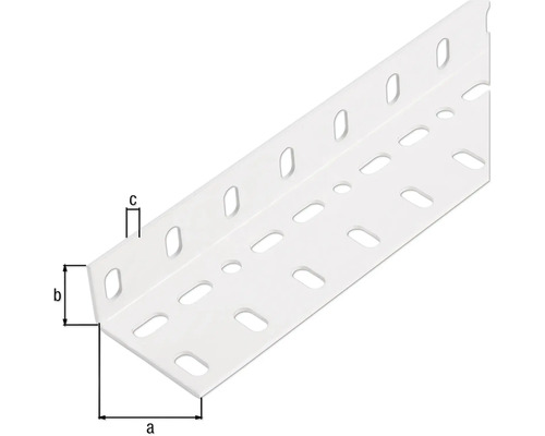 Gelochter Montagewinkel mit Massangaben a, b und c