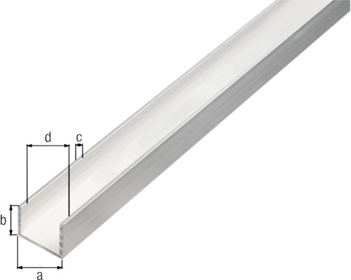 Profilé en U en aluminium avec indications de mesure