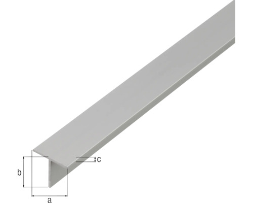 T-Profil aus Metall mit Massangaben a, b und c