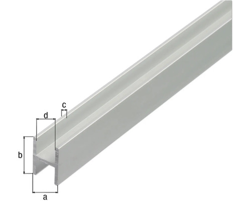 Profilé en aluminium avec les dimensions a, b, c et d