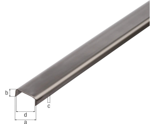 U-Profil aus Metall mit Massangaben