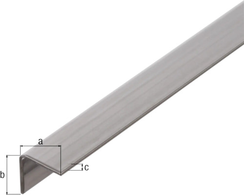 Profilé d''angle métallique avec indications de mesure a, b et c