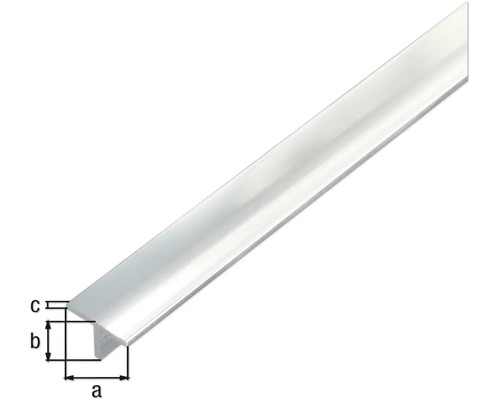 Profilé en T en aluminium avec indications de dimensions