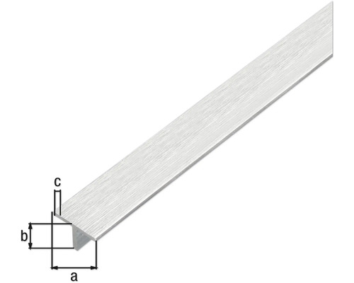 Profilé d''angle en aluminium avec indications de dimensions.