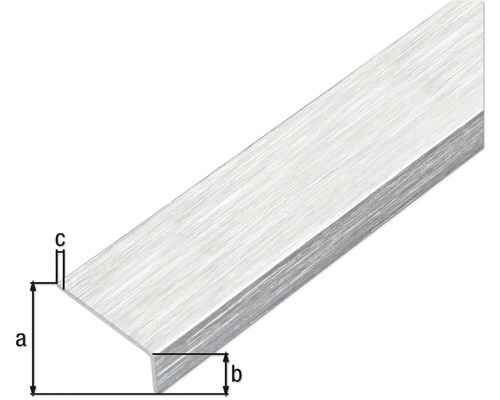 Aluminiumwinkelprofil mit Maßangaben a, b und c
