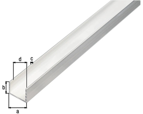 Aluminium U-Profil mit Massangaben