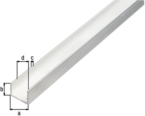 Aluminium U-Profil mit Massangaben