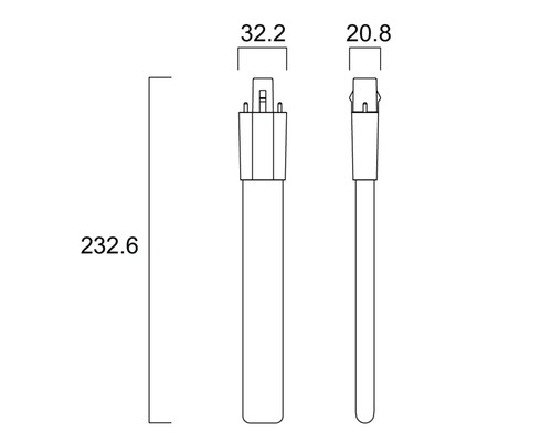 Schéma d''une ampoule avec des indications de mesure