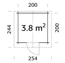 Plan avec une superficie de 3,8 mètres carrés