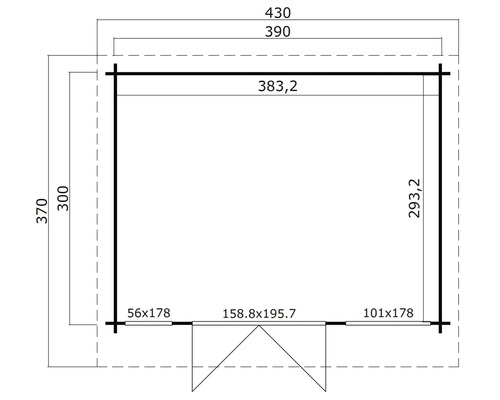 Plan d''un abri de jardin avec indications de dimensions