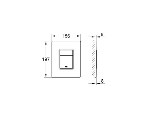Technische Zeichnung eines Wandschalters mit Maßangaben