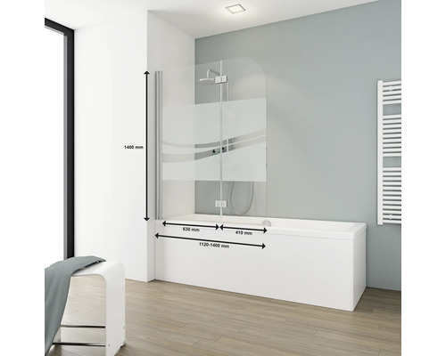 Badewanne mit Badewannenaufsatz aus Glas und Massangaben